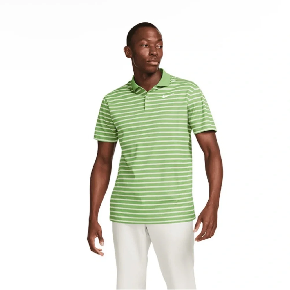 Nike Men's Green and White Golf Polo Shirt